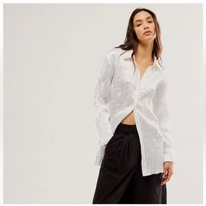 Free People Pleated Textured Lydia Top NWOT Size S Optic White